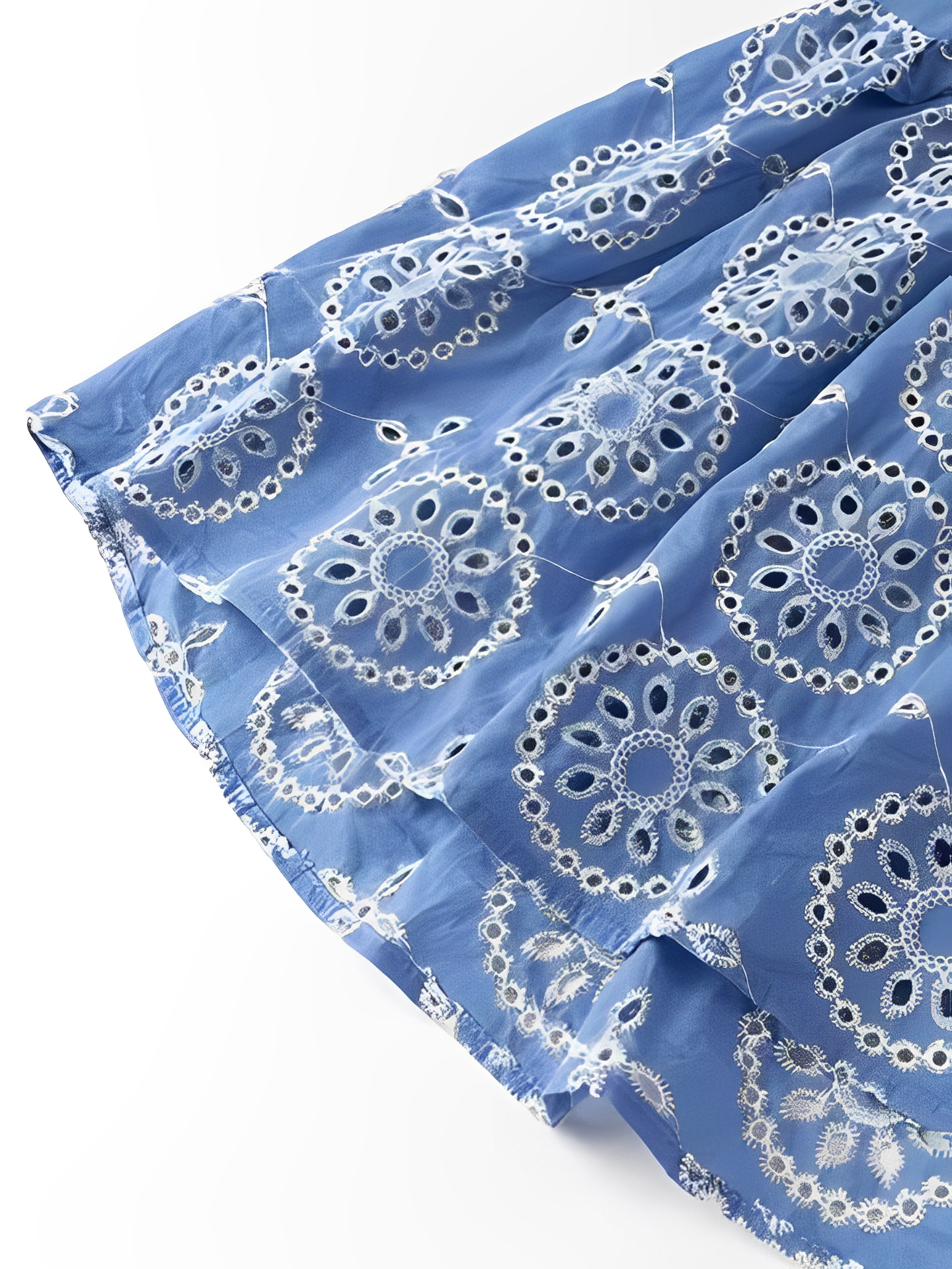 Vestido Longo Laise Recortes na Cintura e Babados - Catarina