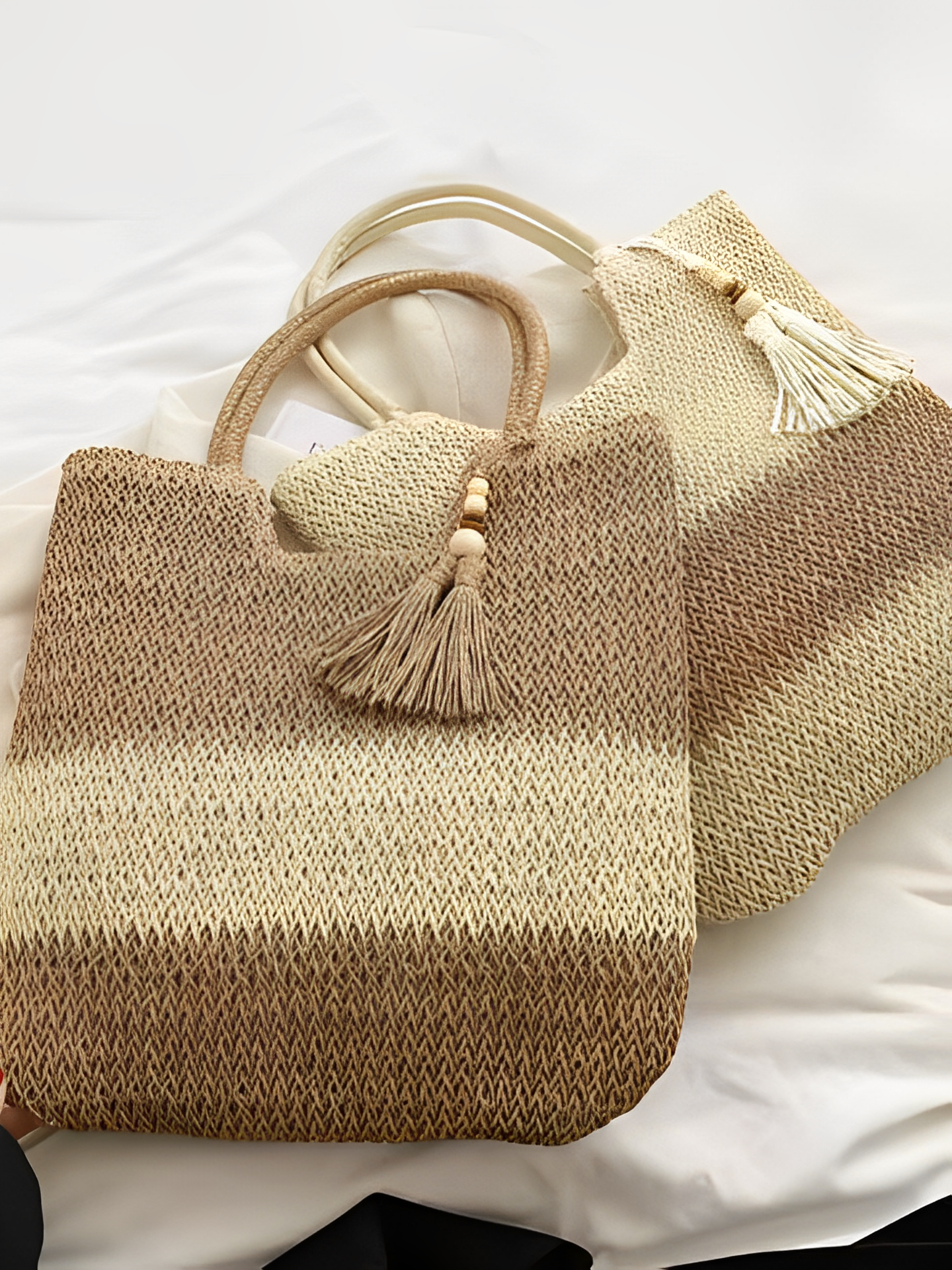 Bolsa Tote de Palha com Alça de Ombro Trançada para Praia - Manu