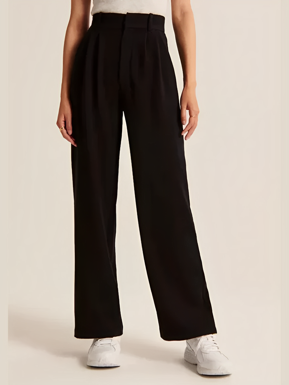 Calça Feminina de Alfaiataria Cintura Alta com Modelagem Wide Leg – Samira