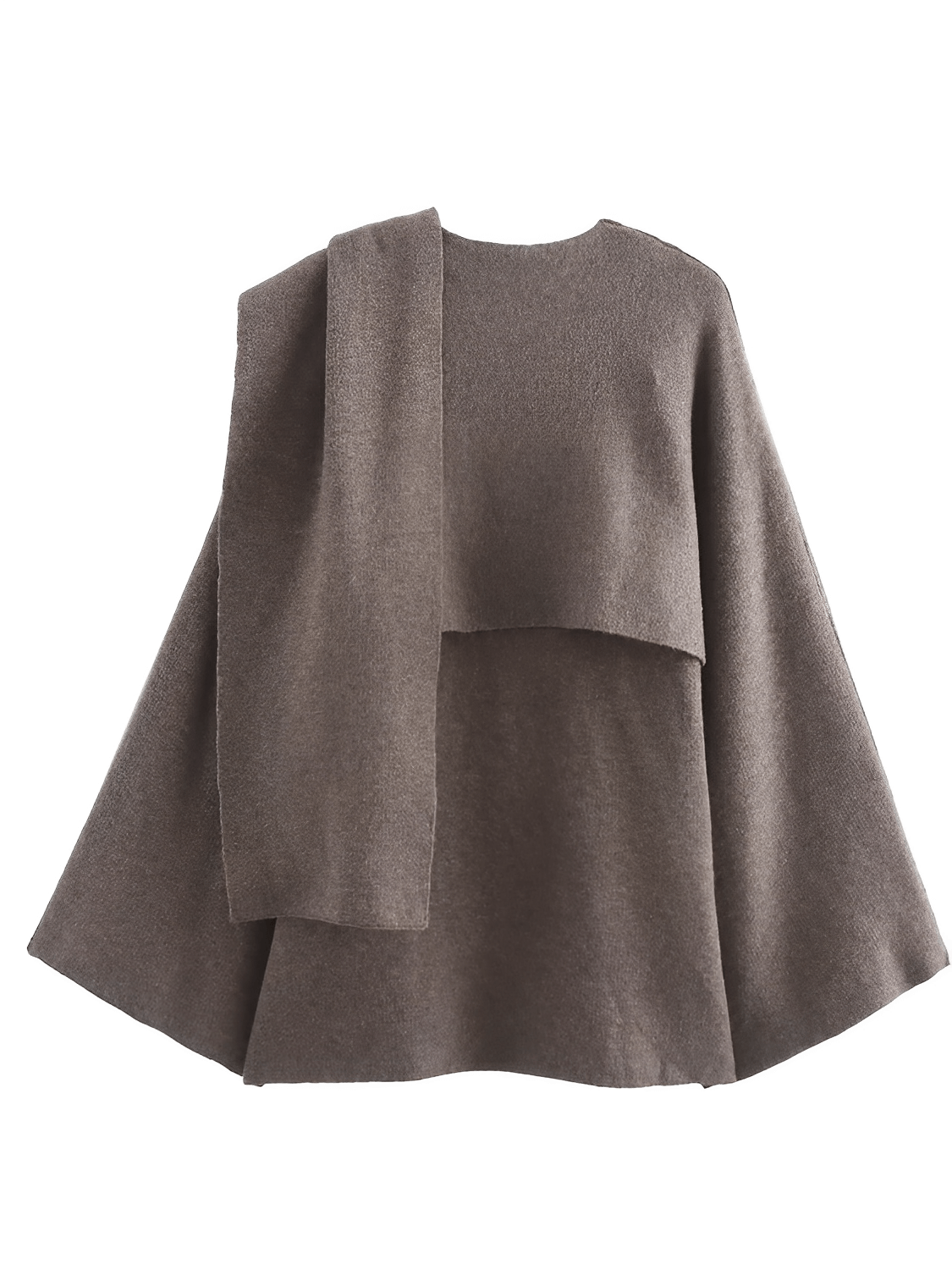 Casaco Poncho Assimétrico com Gola Lenço – Alana
