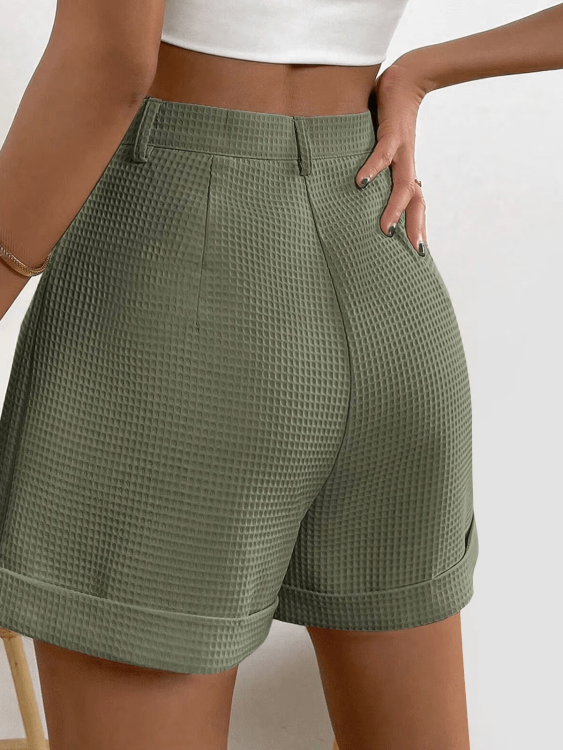 Short Texturizado Drapeado na Cintura com Acabamento Sofisticado - Mariana