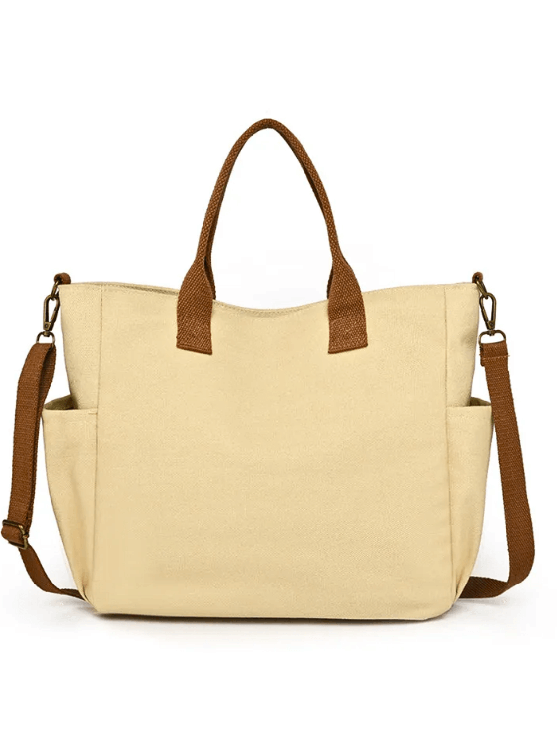Bolsa Grande em Lona com Alça Ajustável Removível e Bolsos – Rania