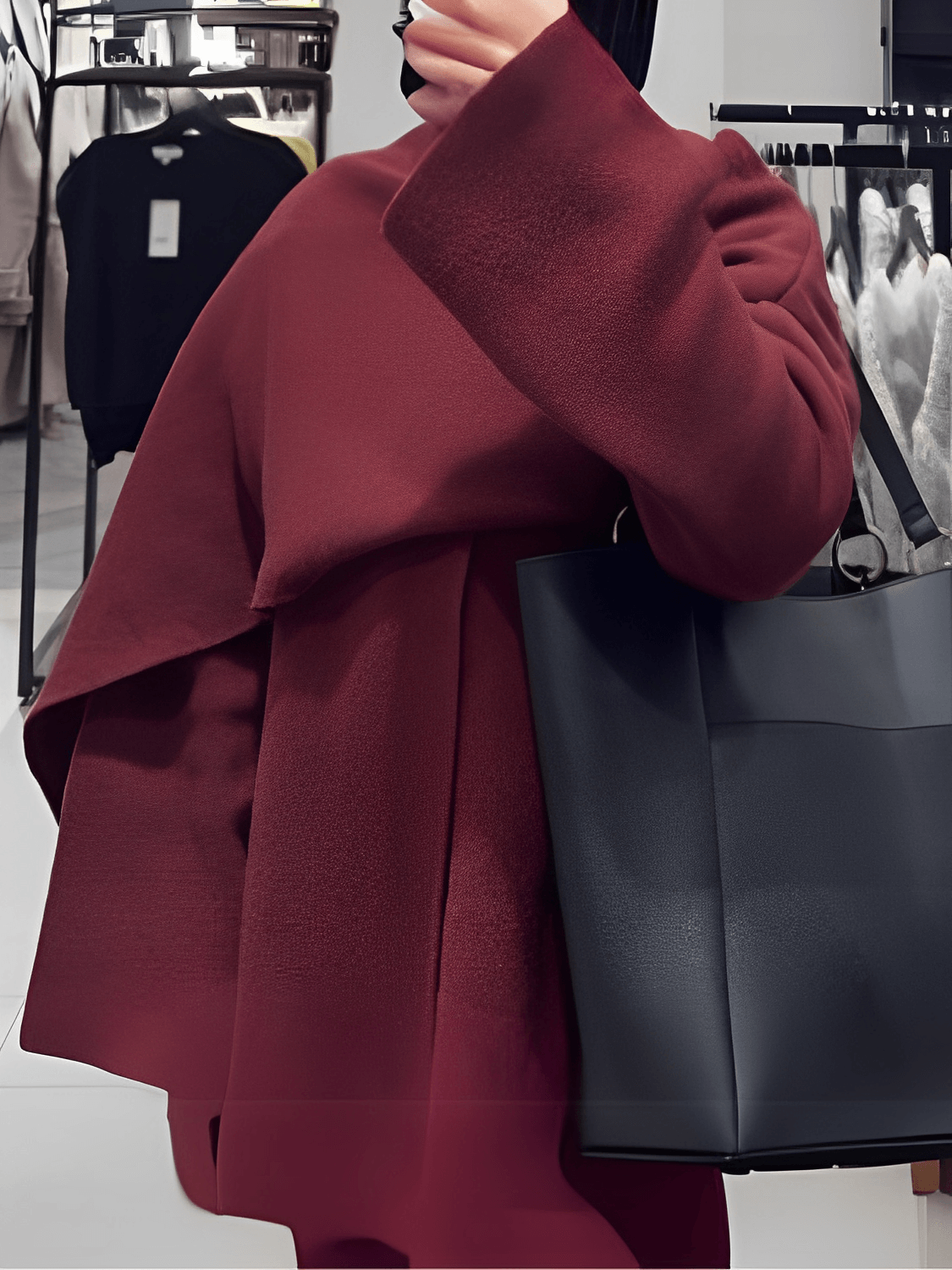 Casaco Poncho Assimétrico com Gola Lenço – Alana