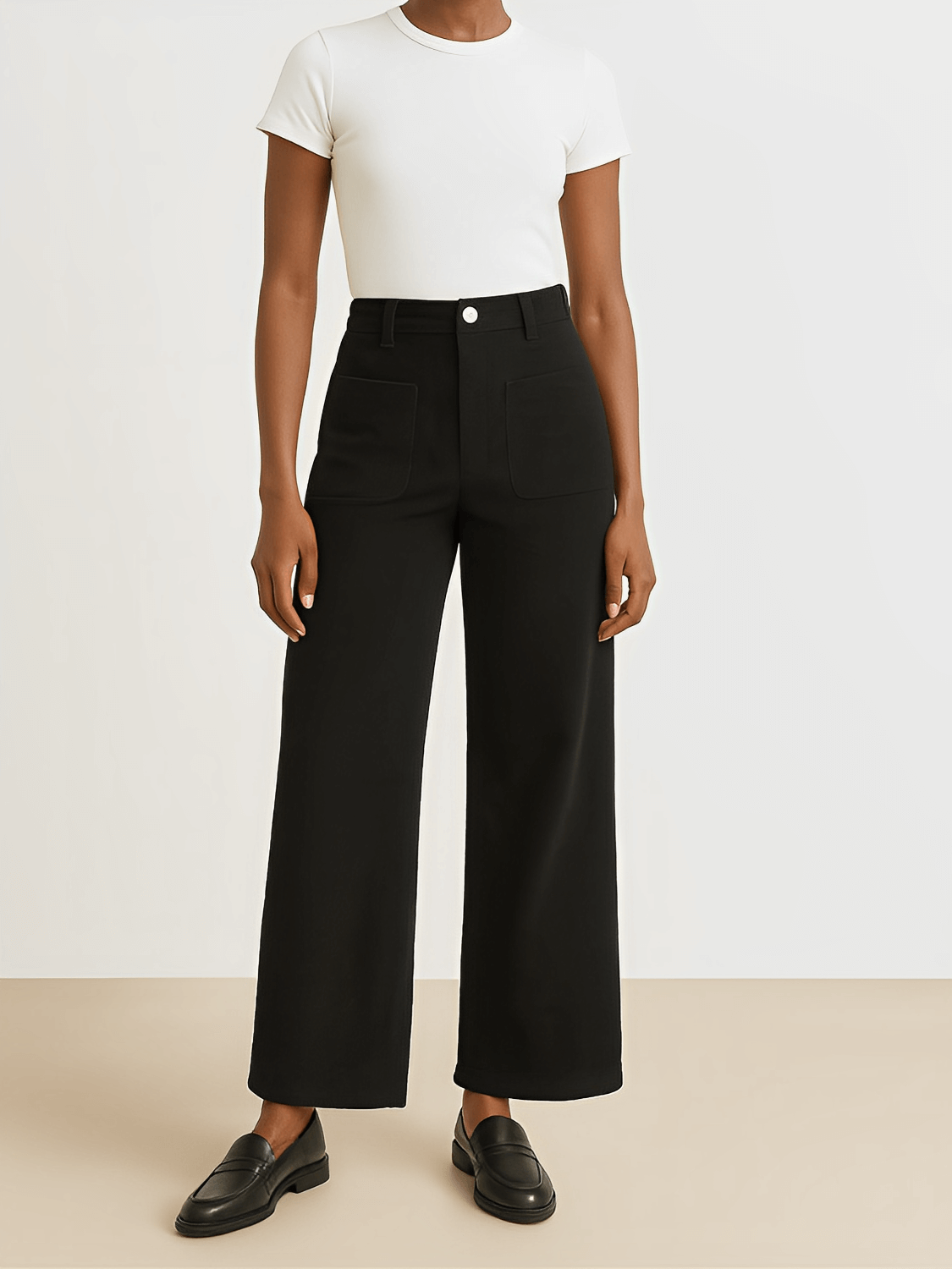 Calça Wide Leg Vintage em Veludo Cotelê Cintura Alta com Bolsos - Antonia