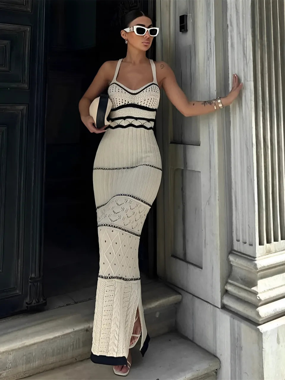 Vestido Longo Sereia com Decote Coração e Fenda Lateral – Selene