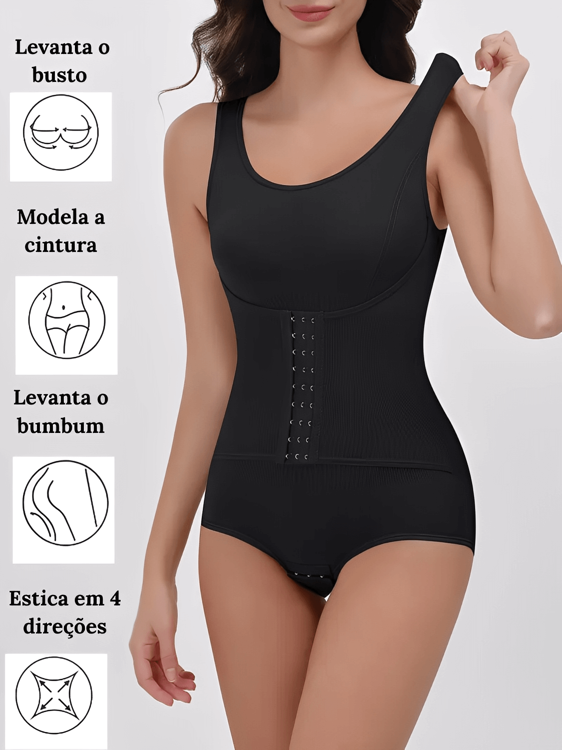Body Modelador Feminino Levanta Bumbum de Alta Compressão – Madalena