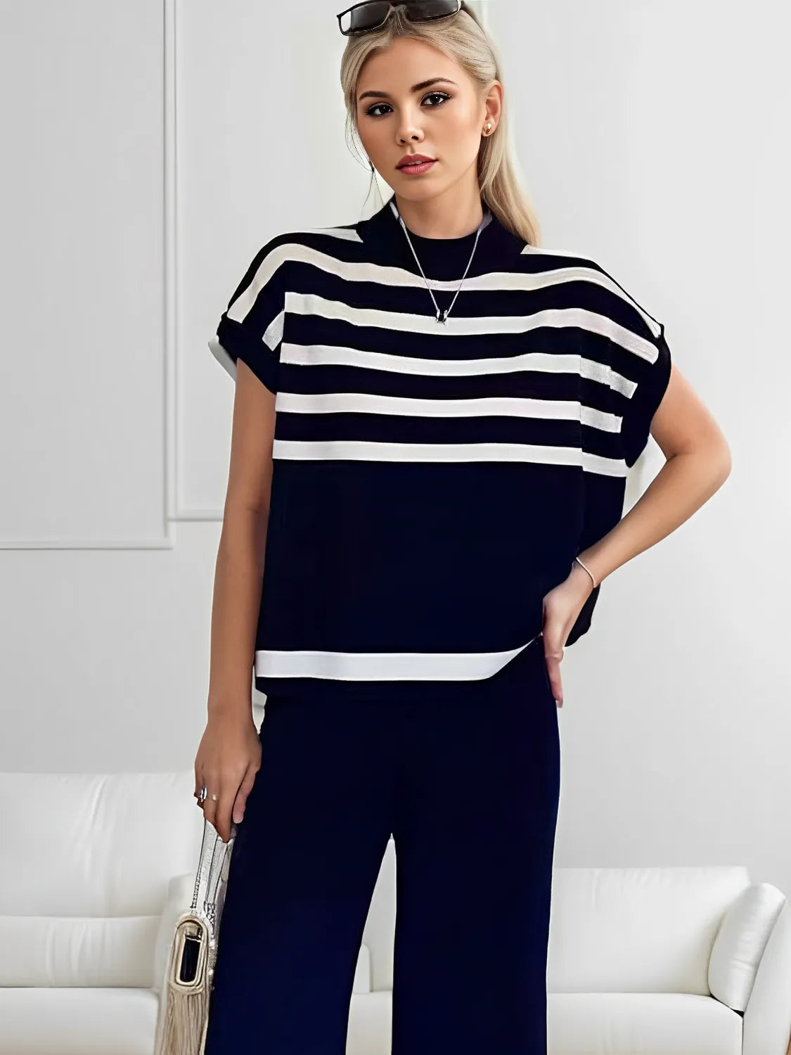 Conjunto de Viscose com Blusa Manga Morcego e Calça Elástica - Alessia