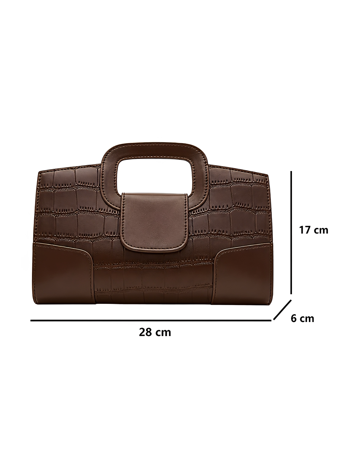 Bolsa em Couro PU Estruturada Textura Croco com Alça de Corrente - Lucie