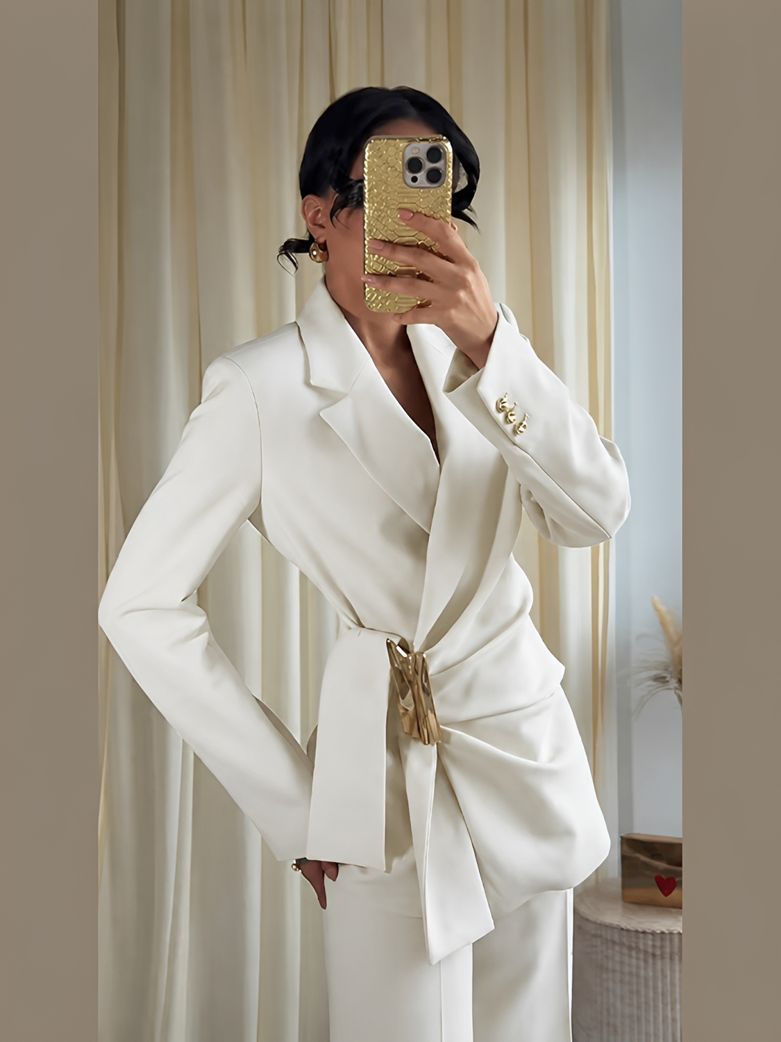 Conjunto em Alfaiataria com Blazer Transpassado e Calça Wide Leg - Dara
