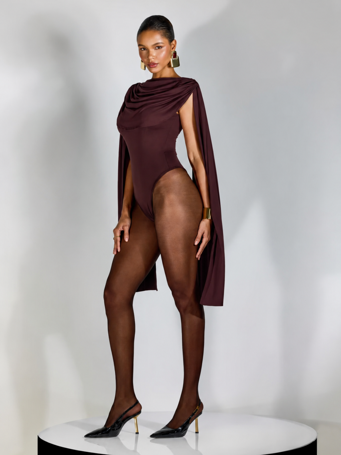 Body com Capa Drapeada Volumosa Sobreposta e Efeito Fluido - Lorelay