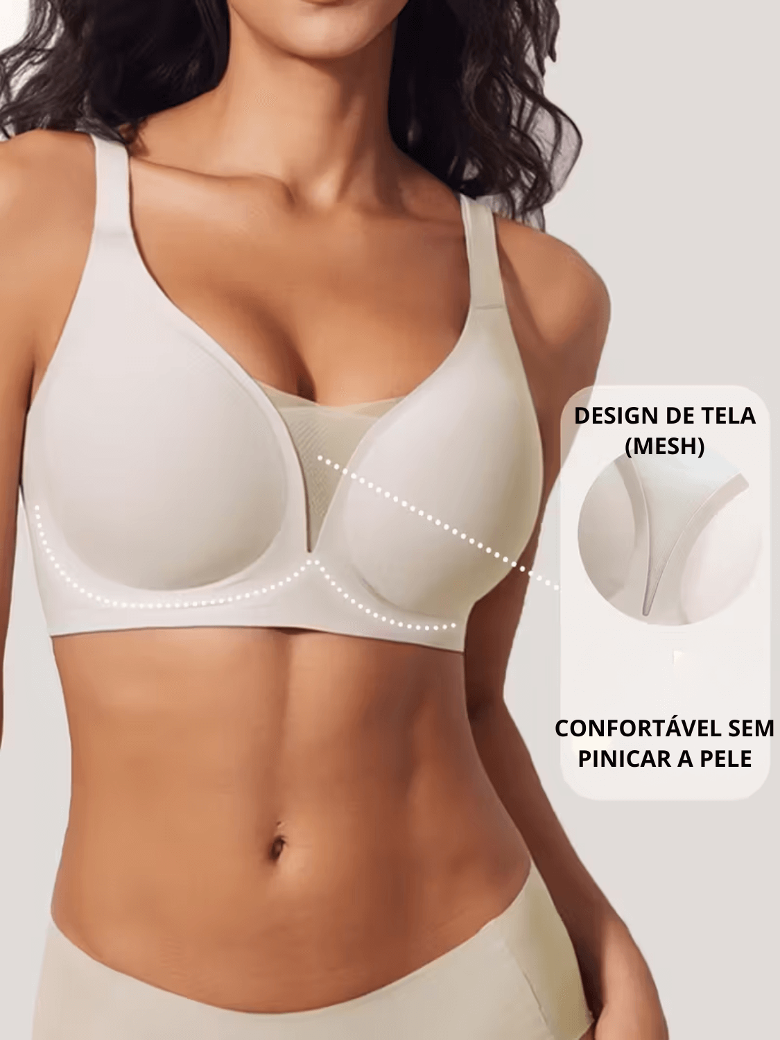 Sutiã Sem Costura com Bojo 3D Costas em U e Efeito Push Up – Aisha