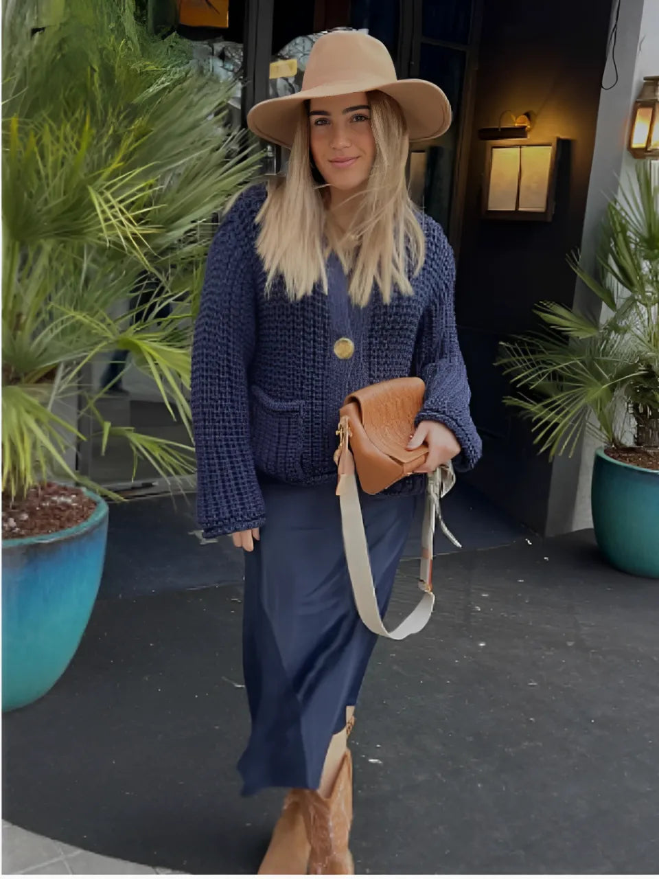 Cardigan de Tricô Ponto Grosso com Botões e Bolsos - Seraphine