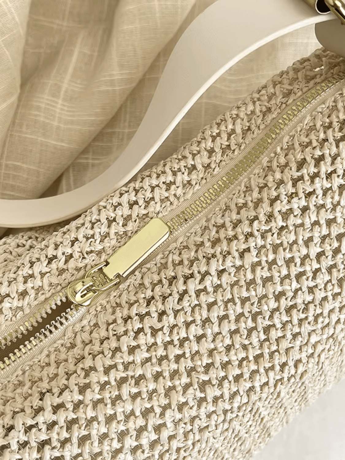 Bolsa Tiracolo de Palha com Alça Ajustável Elegante em Couro PU- Coraline