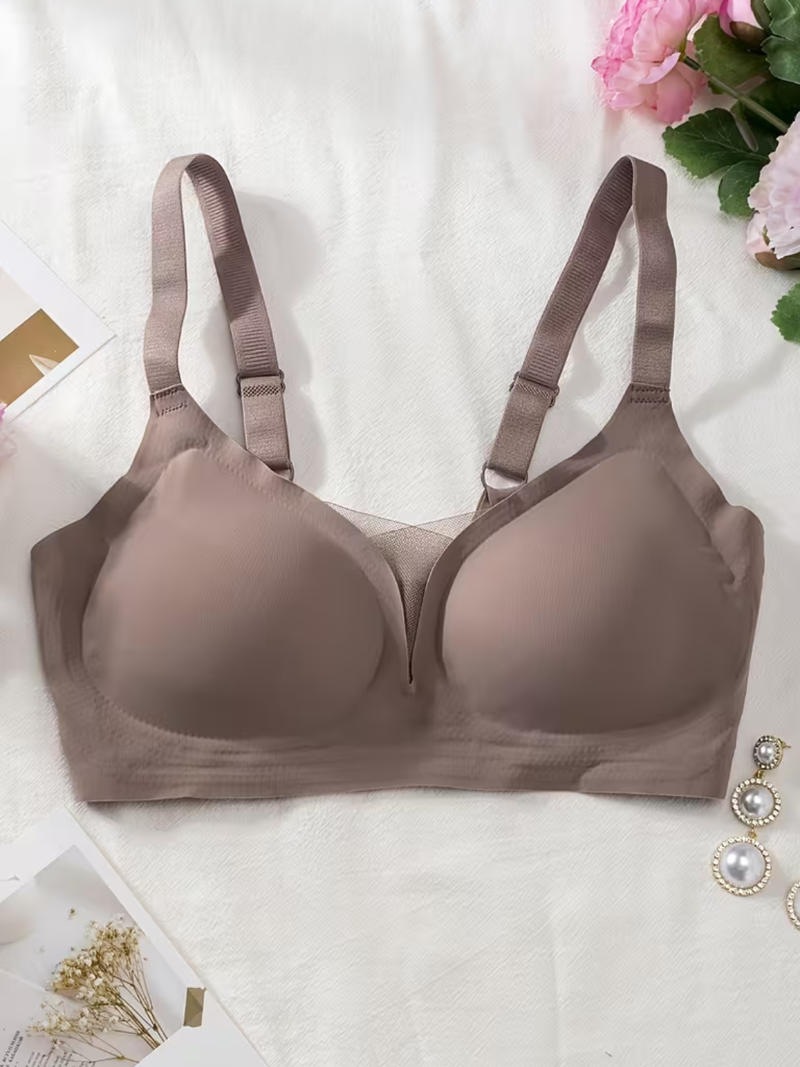 Sutiã Sem Costura com Bojo 3D Costas em U e Efeito Push Up – Aisha