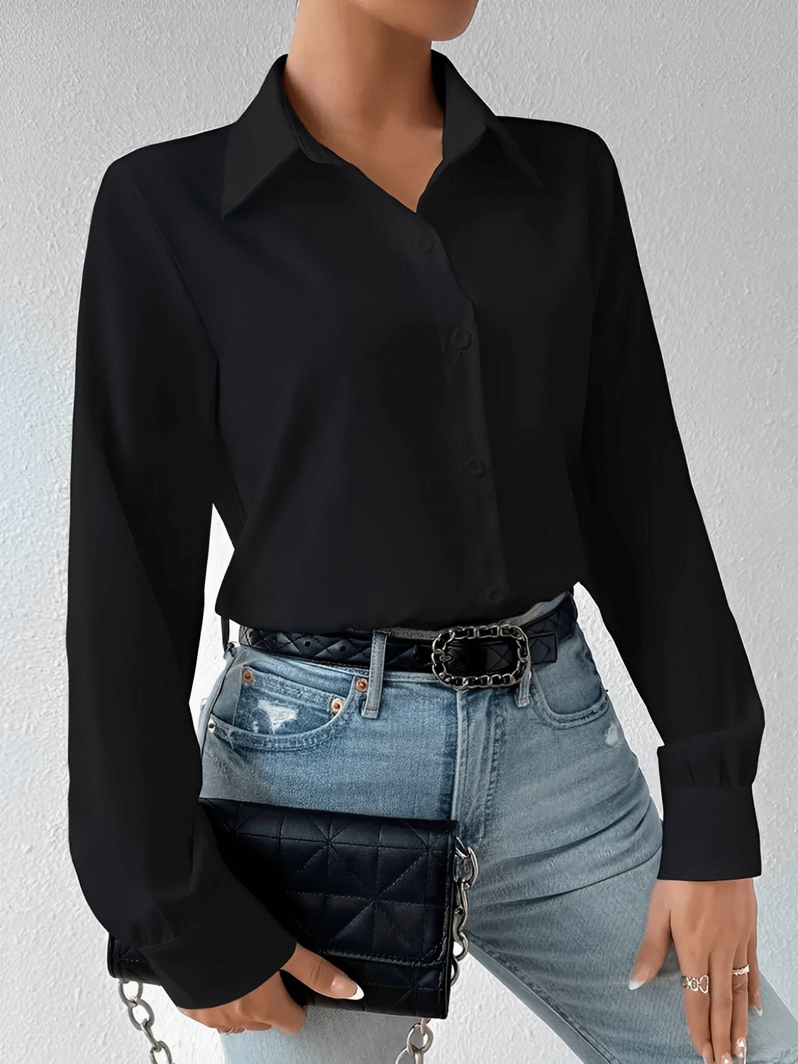 Camisa Body Alfaiataria com Punhos Estruturados – Mercedes