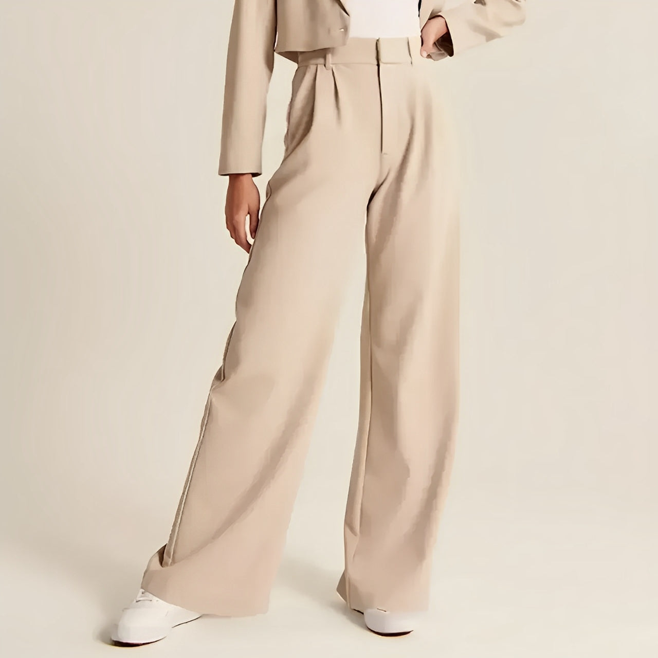 Calça Feminina de Alfaiataria Cintura Alta com Modelagem Wide Leg – Samira