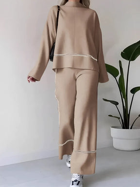 Conjunto de Tricô com Suéter Mullet Gola Alta e Calça Confortável – Kim [FRETE FULL]