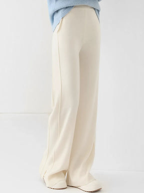 Calça Pantalona Feminina de Lã com Bolsos e Abertura na Barra – Vivian