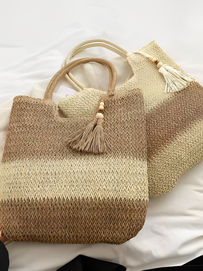 Bolsa Tote de Palha com Alça de Ombro Trançada  para Praia - Manu