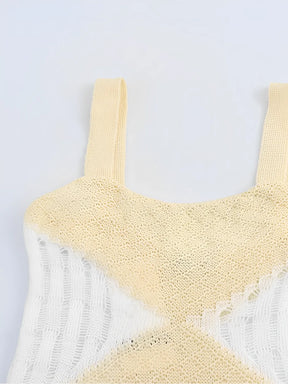 Vestido Longo de Tricô Vazado com Alças Finas e Caimento Leve – Helena