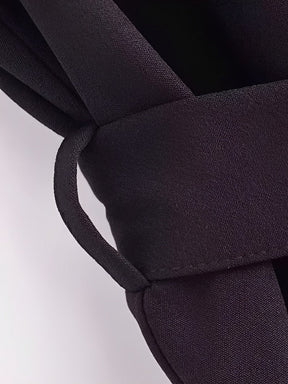 Vestido Midi de Alfaiataria Sem Mangas com Decote V Plissado – Simona [FRETE FULL]