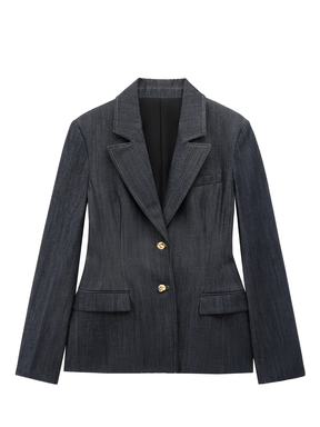 Conjunto Jeans 3 Peças Blazer Corset Peplum e Calça Pantalona - Kendall