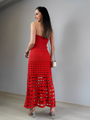Vestido Longo de Tricô Tomara que Caia com Modelagem Sereia – Bella