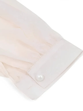 Blusa de Ombro Único com Flor em Chiffon – Elise