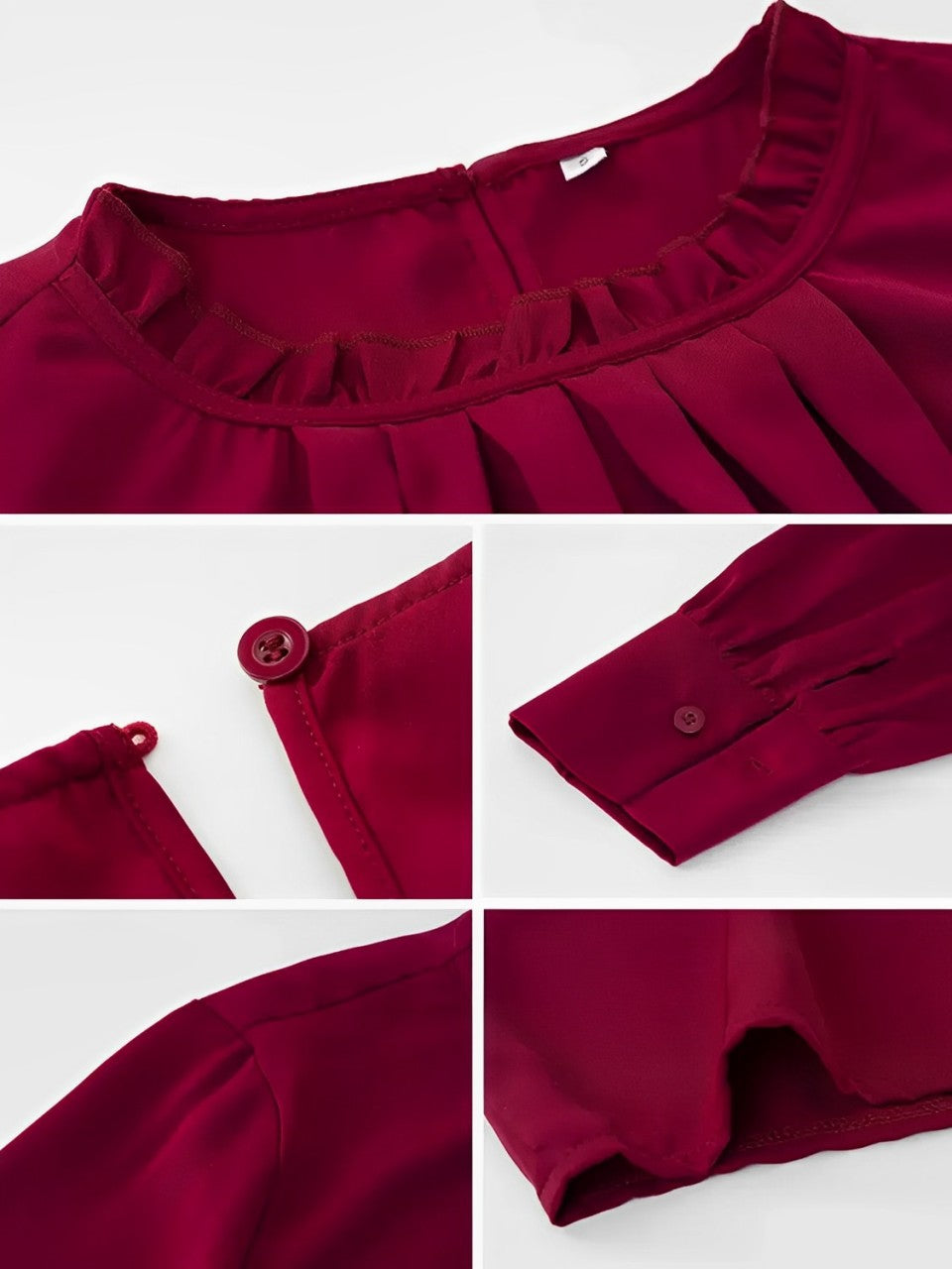Camisa Franzida com Gola Redonda e Mangas Longas - Angelina [FRETE FULL]