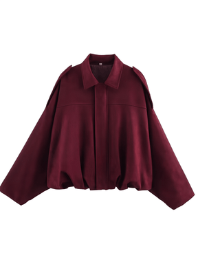 Jaqueta Bomber Oversized em Camurça com Recortes – Ione [FRETE FULL]