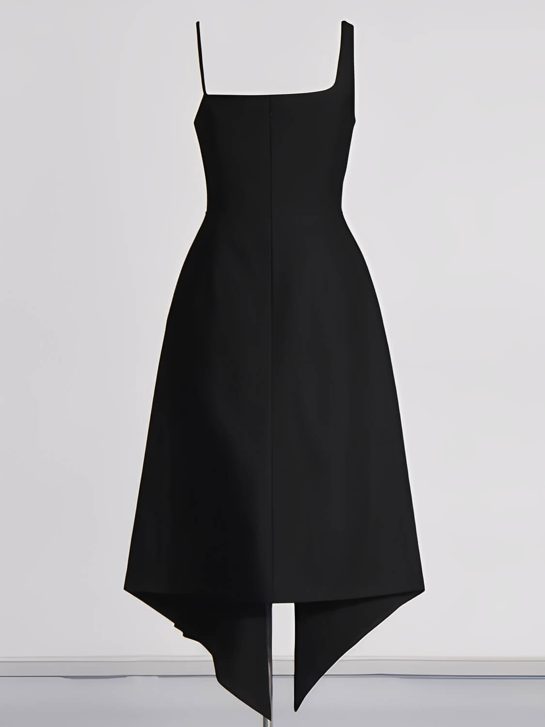 Vestido Midi Assimétrico Acinturado e Capa Sobreposta Removível – Soraya