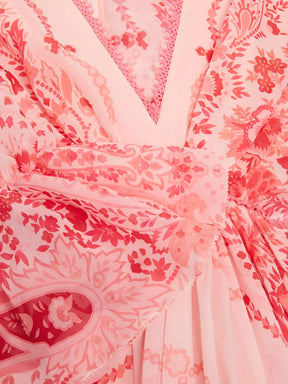 Vestido Longo Estampado Acinturado com Mangas Longas Elegantes – Clarisse