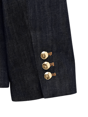 Conjunto Jeans 3 Peças Blazer Corset Peplum e Calça Pantalona - Kendall