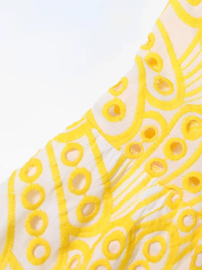 Vestido Midi de Laise com Babados Delicados e Elástico nas Costas – Marina [FRETE FULL]