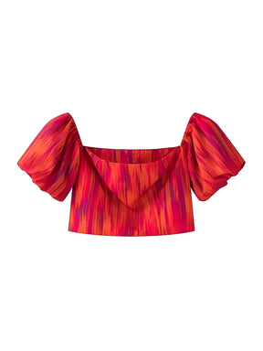 Conjunto Estampado com Blusa Ciganinha Bufante e Saia Lápis - Martina