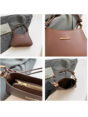 Bolsa Baguete Tiracolo em Couro PU e Alça Ajustável com Nó - Kaylee
