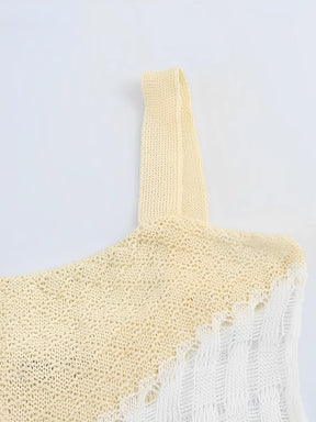 Vestido Longo de Tricô Vazado com Alças Finas e Caimento Leve – Helena