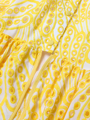 Vestido Midi de Laise com Babados Delicados e Elástico nas Costas – Marina [FRETE FULL]