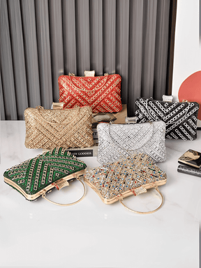 Bolsa Feminina Clutch Com Cristais e Alças Removíveis para Festa – Nayra