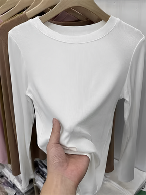 Blusa de Manga Longa Texturizada com Gola Redonda – Izabele