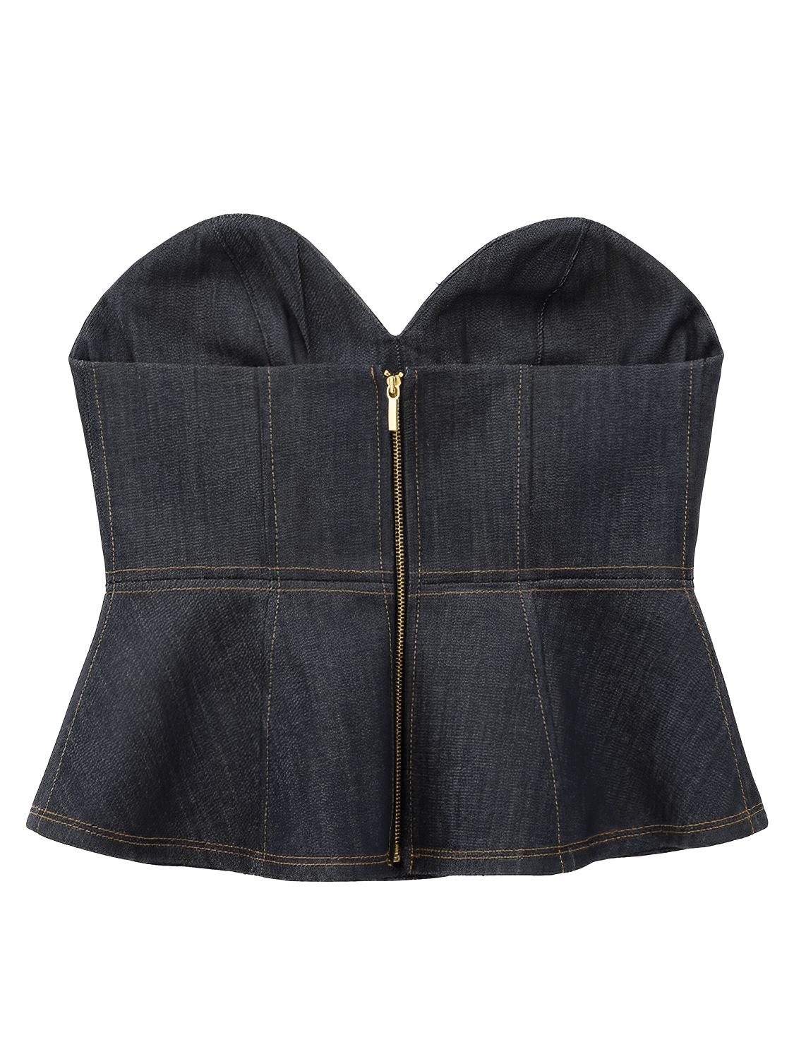 Conjunto Jeans 3 Peças Blazer Corset Peplum e Calça Pantalona - Kendall