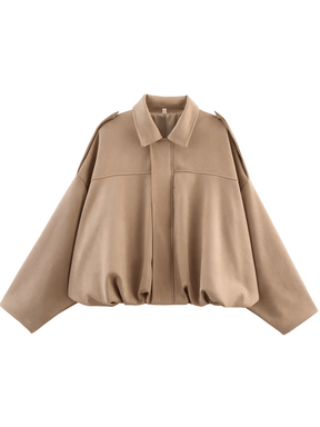 Jaqueta Bomber Oversized em Camurça com Recortes – Ione [FRETE FULL]