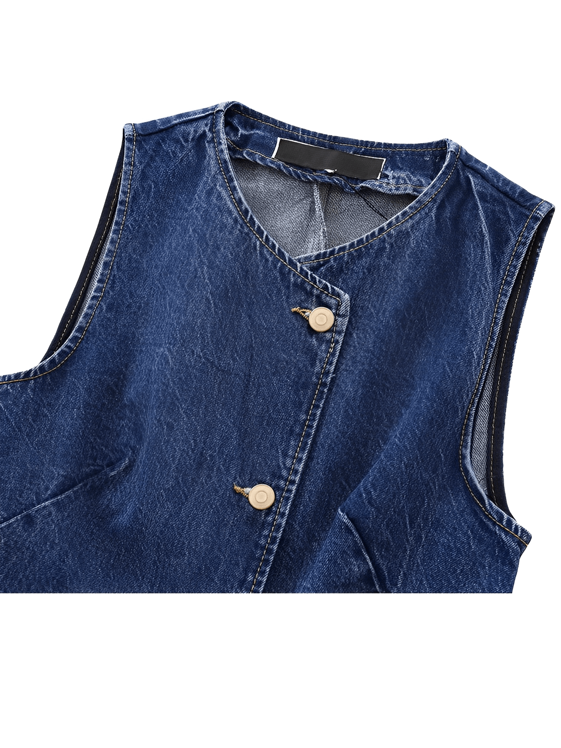 Colete Jeans Ajustado com Fechamento Assimétrico em Botões – Rose