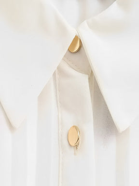 Vestido Chemise Midi Plissado com Botões Frontais – Fleur