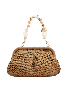 Bolsa Feminina Clutch em Palha com Alça de Pedrarias - Laila [FRETE FULL]