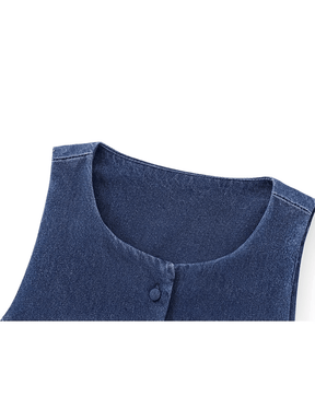 Colete Jeans Acinturado com Botões Frontais e Toque Retrô – Larissa