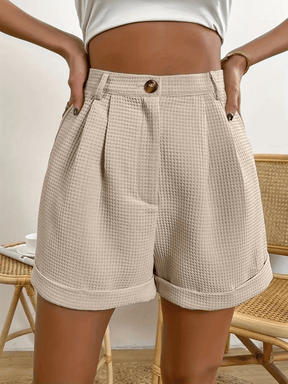 Short Texturizado Drapeado na Cintura com Acabamento Sofisticado - Mariana