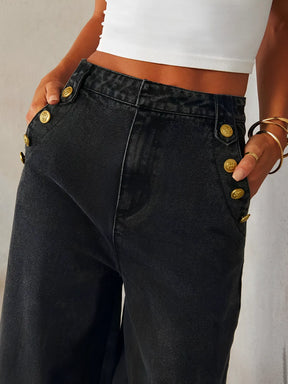 Conjunto Feminino Jeans com Colete de Botões e Calça Pantalona – Agatha [FRETE FULL]