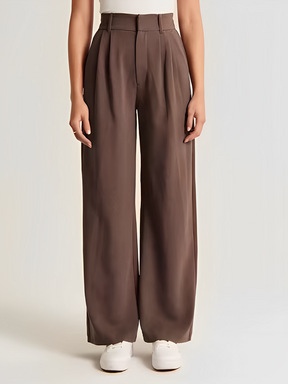 Calça Feminina de Alfaiataria Cintura Alta com Modelagem Wide Leg – Samira