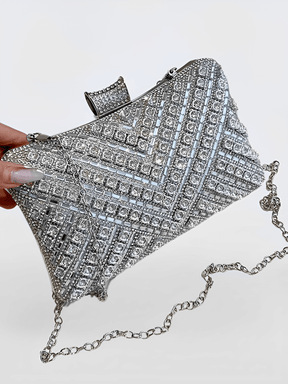 Bolsa Feminina Clutch Com Cristais e Alças Removíveis para Festa – Nayra